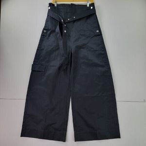 Reebook Pants Womens Medium Wide Leg Very High Waist Belted Pockets Cargo Rare